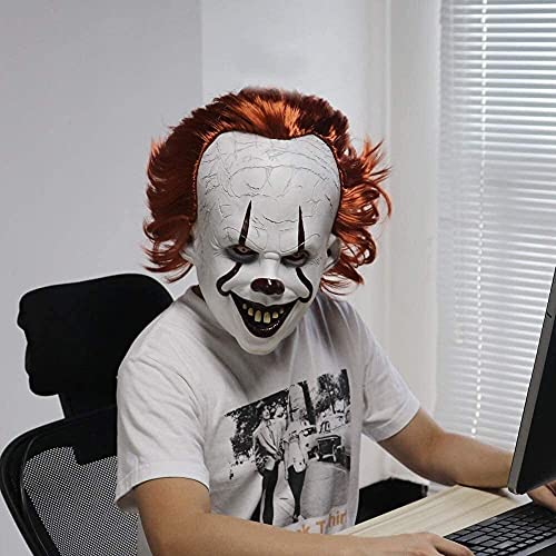 LVLUOKJ Halloween Payaso Espeluznante Pennywise IT Máscara, Partido Accesorio de Disfraces, Máscara Aterradora Casa Embrujada Cosplay Decoraciones, IT Máscara de Látex con Luces