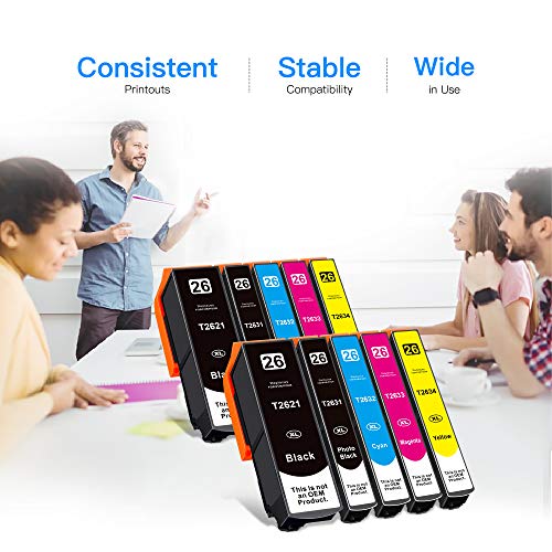 LxTek 26XL Reemplazo Compatible para Cartuchos de Tinta Epson 26 26XL para Epson Expression Premium XP-510 XP-520 XP-600 XP-605 XP-610 XP-615 XP-620 XP-625 XP-700 XP-720 XP-710 XP-800 XP-810 XP-820