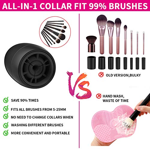Lyneun Maquillaje Limpiador y secador de brochas, eléctricas profesional Juego de limpiadores de brochas, herramientas automáticas de maquillaje,All in 1 rápida y profunda limpieza