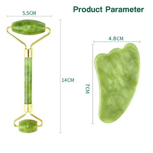 LYYDAN Rodillo de jade Gua Sha, masajeador facial, cuidado de la piel, herramienta para el cuidado de la piel para el rostro antienvejecimiento, arrugas y reafirma la piel