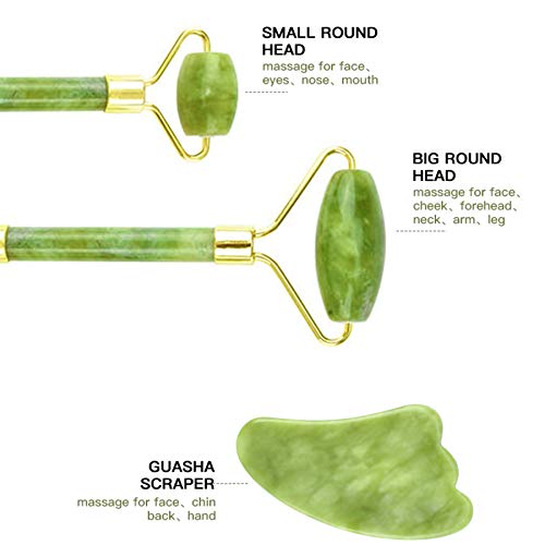 LYYDAN Rodillo de jade Gua Sha, masajeador facial, cuidado de la piel, herramienta para el cuidado de la piel para el rostro antienvejecimiento, arrugas y reafirma la piel