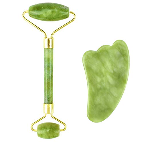 LYYDAN Rodillo de jade Gua Sha, masajeador facial, cuidado de la piel, herramienta para el cuidado de la piel para el rostro antienvejecimiento, arrugas y reafirma la piel