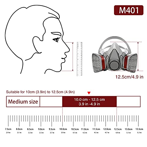 M401 Facial Cubierta Antipolvo, con 2 Caja de Filtro/8 Esponja de Filtro / 1 Gafas Protectoras, contra Polvo/Partículas/Vapor/Gas, Reutilizables, para Proyectos de Renovación, Carpintería, Laboratorio