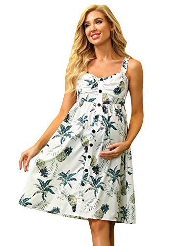 Maacie Premamá Vestido Evasé de Verano con Escote Corazón para Playa XL 51S21#1