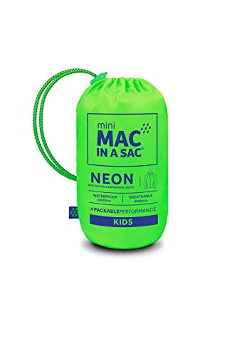 Mac in a Sac Mini Origin II - Packable Waterproof Jacket, Chaqueta impermeable Unisex Niños, Neon Green, 11-13 Years