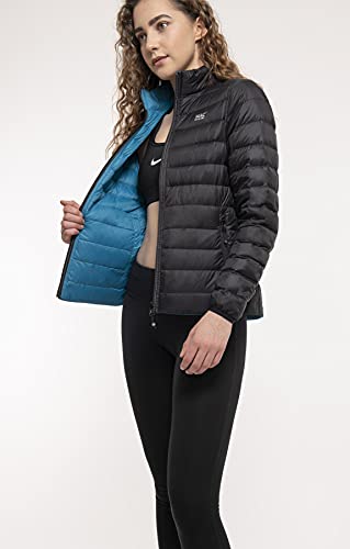 Mac in a Sac Polar-Daunenjacke Chaqueta de plumón, Mujer, Negro Profundo, Azul y Verde, Extra-Small