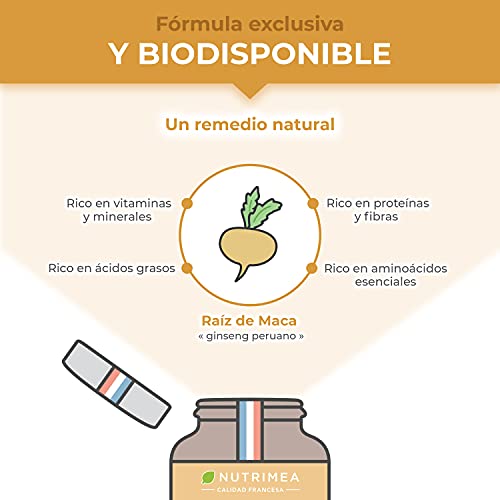Maca Pura Andina Ecológica, 100% Natural, Aumenta Energía, 3 cápsulas al día 1500 mg, 90 Capsulas Vegetales, Hombres y Mujeres, Estimulador Natural, Fabricado en Francia