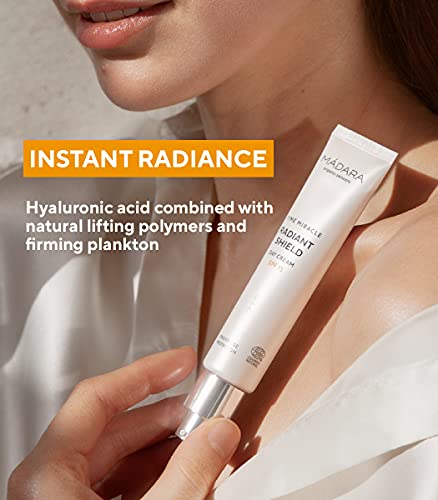 MÁDARA Organic Skincare | Time Miracle Radiant Shield Day Cream SPF15-40 ml, Age-defying moisturiser, With Hyaluronic acid, Invisible UVA/UVB protection, Hydrating, Smoothing