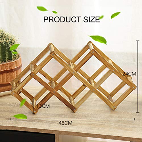 Madera SÓLIDA Creativa PLATABLE DE Vino DE Vino ROTIDO Y Durante 6 Botella Botella DE Vino Rack FREESTANDO DE Vino DE VINOS Y GABANES TABLETOS PEQUEÑO Titular