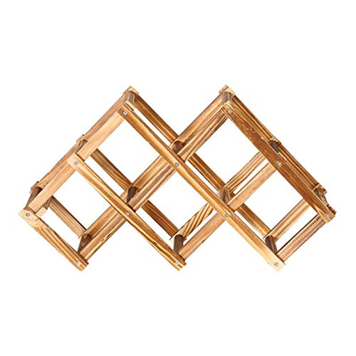 Madera SÓLIDA Creativa PLATABLE DE Vino DE Vino ROTIDO Y Durante 6 Botella Botella DE Vino Rack FREESTANDO DE Vino DE VINOS Y GABANES TABLETOS PEQUEÑO Titular