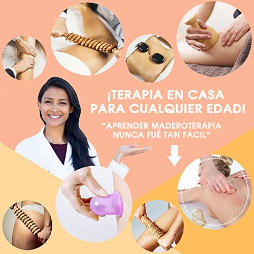 Maderoterapia Kit Corporal Para Masajes Anticeluliticos - Pack X5 Masajeador Anticelulitico con Rodillo de Masaje Muscular, Copa Sueca Y 3 Ventosas de Masaje Para La Celulitis De Las Piernas