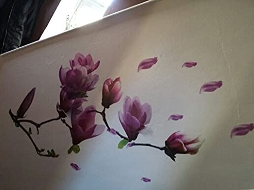 Magnolia Flowers Wall Sticker 70x50cm Trendy Creative Hall Wallpaper DIY Pasta floral para Bedr