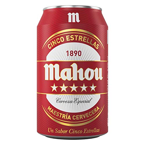 Mahou - 5 Estrellas - Cerveza Dorada Lager, 5.5% de Volumen de Alcohol, Pack de 12 x 33 cl