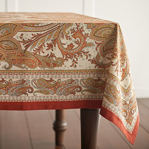 Maison d' Hermine Kashmir Paisley - Mantel de 100 % algodón para cocina, cena, mesa, decoración de fiestas, bodas, día de Acción de Gracias, Navidad (rectangular, 160 x 220 cm)