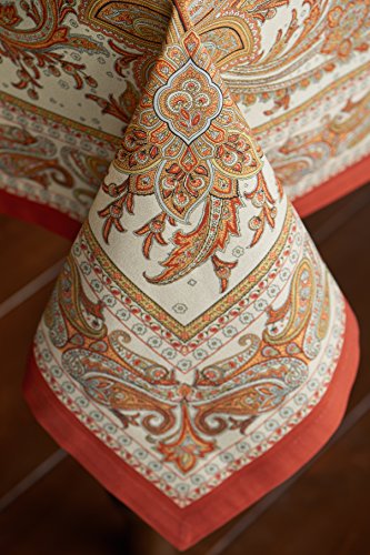 Maison d' Hermine Kashmir Paisley - Mantel de 100 % algodón para cocina, cena, mesa, decoración de fiestas, bodas, día de Acción de Gracias, Navidad (rectangular, 160 x 220 cm)