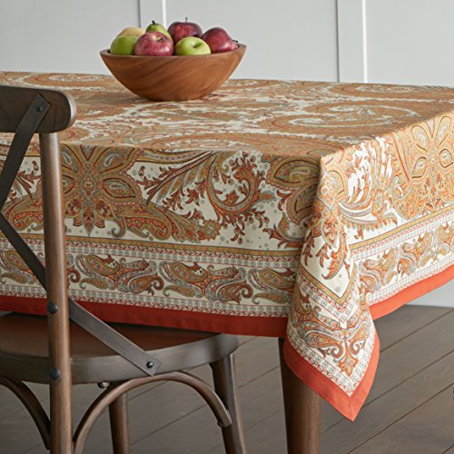 Maison d' Hermine Kashmir Paisley - Mantel de 100 % algodón para cocina, cena, mesa, decoración de fiestas, bodas, día de Acción de Gracias, Navidad (rectangular, 160 x 220 cm)