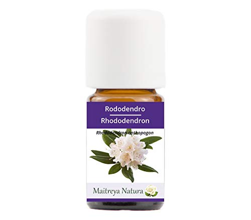 Maitreya Natura Aceite Esencial Orgánico de RODODENDRO 100% puro y natural, 5 ml - aromaterapia, difusor, masaje, cosmética - calidad controlada y certificada, libre de crueldad, vegano