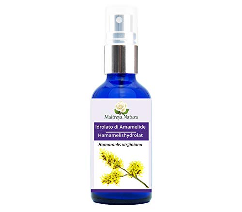 Maitreya Natura HIDROLATO de HAMAMELIS Orgánico, 100% puro y natural, 100ml - aromaterapia, agua perfumada, cosmética - calidad controlada y certificada, libre de crueldad animal, vegano