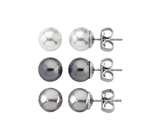 Majorica 13185.21.2.000.010.1 Pendientes Mujer Plata Pack Tres Bolitas Tamaño 8 mm
