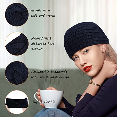 Makone 6 Piezas Diadema tejida de invierno ,diadema de turbante de ganchillo, diadema trenzada,Mujer Invierno Diadema Cabeza Anchas Cabello Turbante Banda Accesorio Pelo
