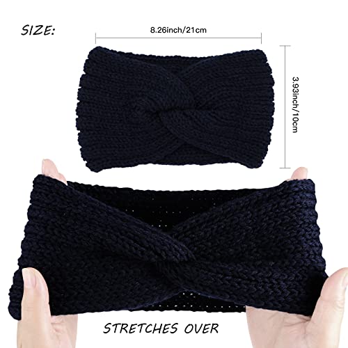 Makone 6 Piezas Diadema tejida de invierno ,diadema de turbante de ganchillo, diadema trenzada,Mujer Invierno Diadema Cabeza Anchas Cabello Turbante Banda Accesorio Pelo