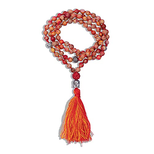 Mala - 108 granos de 6 mm – jaspe imperial naranja