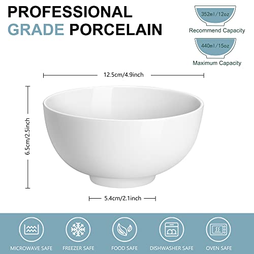 MALACASA, Serie Regular, Juego de Cuenco de 8 Piezas Vajilla de Porcelana de 5" Cuenco de Cereal (12.5 * 12.5 * 6.5cm)