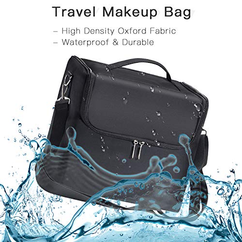 Maletín Maquillaje Neceser Maquillaje Grande Estuche Bolsa Maquillaje de Uñas Beauty Case de Viaje Cosméticos Organizador de Joyero y Manicura Vacío Caja para Mujer con Correa Profesional Negro