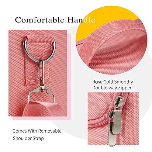 Maletín Maquillaje Neceser Maquillaje Grande Estuche Bolsa Maquillaje de Uñas Beauty Case de Viaje Cosméticos Organizador de Joyero y Manicura Vacío Caja para Mujer con Correa Profesional Rosa