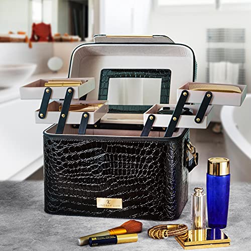 Maletín maquillaje, neceser mujer con cajón y espejo, organizador de maquillaje para los viajes o para el hogar: no más compromisos entre calidad, elegancia y practicidad -LINDSAY LIAM®