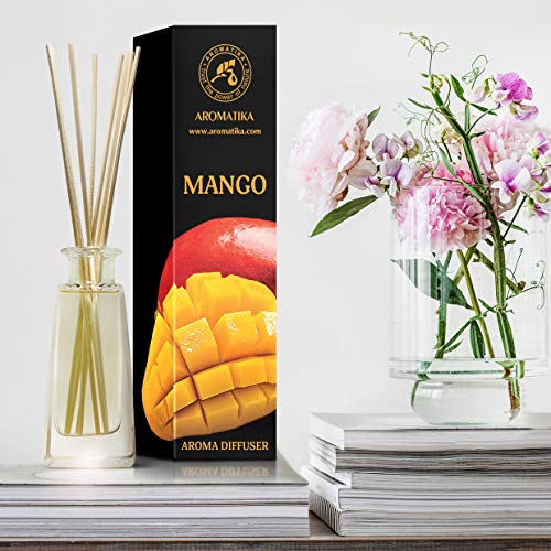 Mango Aroma Difusor 100ml - Difusor de Lengüeta - Fragancia para la Habitación - Fragancia para el Hogar - Ambientador - Mango Difusor Perfumado - Idea de Regalo - Mango Olor - Aroma Exótico