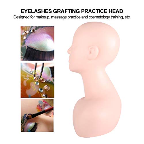 Maniquí de entrenamiento profesional, modelo de cabeza de muñeca de maniquí de cosmetología suave multifunción, cabeza de muñeca de maniquí de cosmetología para práctica de maquillaje