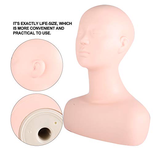 Maniquí de entrenamiento profesional, modelo de cabeza de muñeca de maniquí de cosmetología suave multifunción, cabeza de muñeca de maniquí de cosmetología para práctica de maquillaje