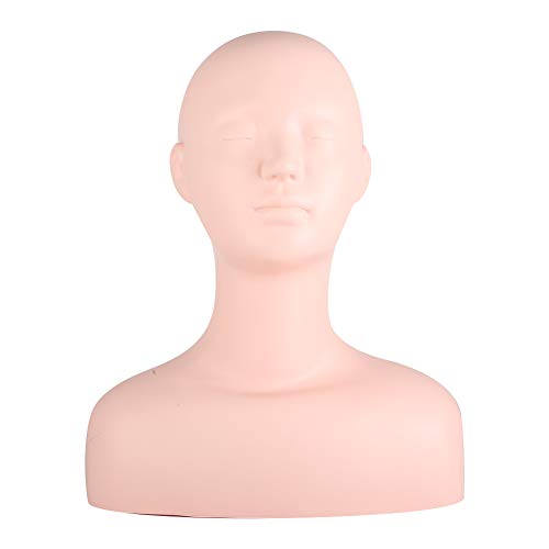 Maniquí de entrenamiento profesional, modelo de cabeza de muñeca de maniquí de cosmetología suave multifunción, cabeza de muñeca de maniquí de cosmetología para práctica de maquillaje