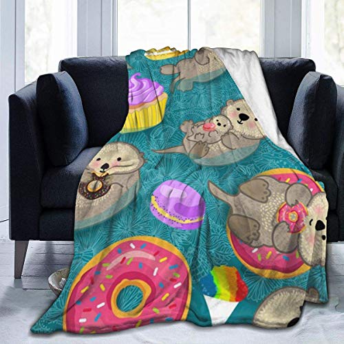 Manta de cama de forro polar ultra suave, lujosa y difusa, manta de tiro, magdalenas de donas, nutrias significativas para bebés, mantas de sofá cálidas y acogedoras para el dormitorio, sala de estar,