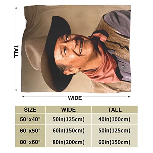 Manta de franela John Actor Wayne, manta de forro polar, suave Thow, manta de aire acondicionado para sofá, sala de estar, dormitorio, 60 x 50 pulgadas