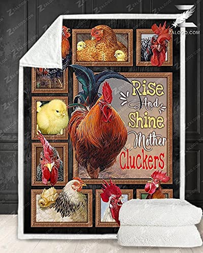 Manta de pollo – Rise and Shine Mother Cluckers – Manta de felpa para regalo significativo para la familia