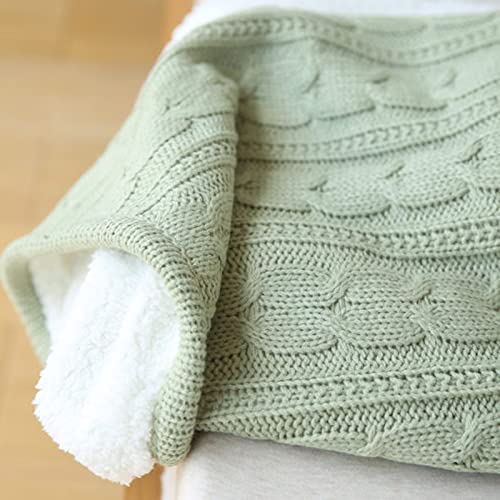 Manta De Tejido Polar De Tamaño Doble, Mullida, Ultrasuave Y Reversible, para Sofá Y Cama, Manta Gruesa De Punto Acogedora De Lana Merino Tejida a Mano (F)