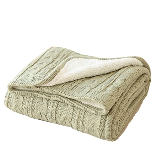 Manta De Tejido Polar De Tamaño Doble, Mullida, Ultrasuave Y Reversible, para Sofá Y Cama, Manta Gruesa De Punto Acogedora De Lana Merino Tejida a Mano (F)