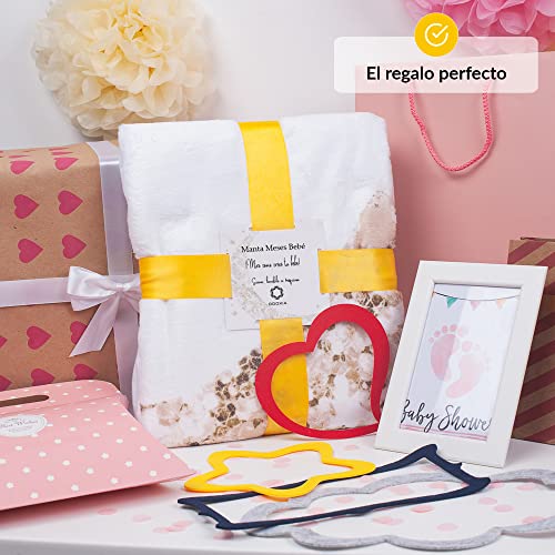 Manta Meses Bebé En Español | Manta Bebe Personalizada, Unisex | De Estrellas Y Luna | Regalo Personalizado De Nacimiento para Nuevas Mamás | Manta Mensual Bebe | Incluye Marcos De Colores