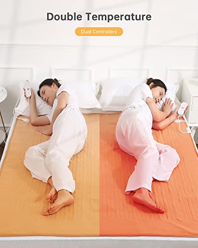 Manta térmica con 2 elementos de control 140x160cm, mantas eléctricas para la cama con apagado automático, protección contra sobrecalentamiento, 4 niveles de temperatura, lavable