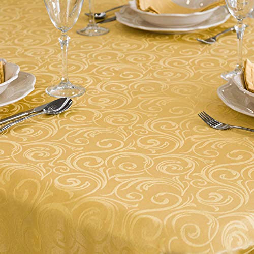 Mantel de lujo dorado – tratamiento antimanchas – tamaño grande – Lyon (150 x 150 cm)