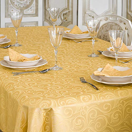 Mantel de lujo dorado – tratamiento antimanchas – tamaño grande – Lyon (150 x 150 cm)