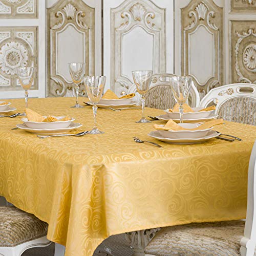 Mantel de lujo dorado – tratamiento antimanchas – tamaño grande – Lyon (150 x 150 cm)