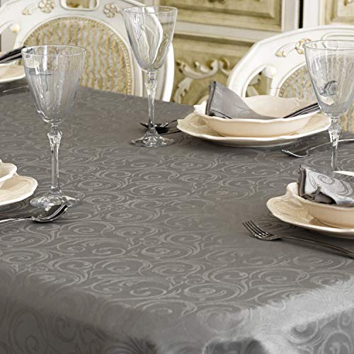 Mantel de lujo gris oscuro – tratamiento antimanchas – tamaños grandes – Lyon (150 x 250 cm)