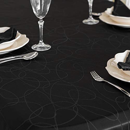 Mantel de lujo negro – tratamiento antimanchas – tamaños grandes – líneas (150 x 150 cm)