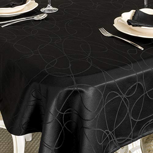 Mantel de lujo negro – tratamiento antimanchas – tamaños grandes – líneas (150 x 150 cm)