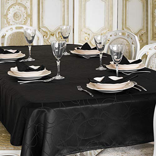 Mantel de lujo negro – tratamiento antimanchas – tamaños grandes – líneas (150 x 150 cm)