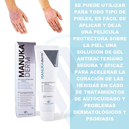 ManukaMed Crema de miel Derm Manuka para psoriasis, neurodermitis, pomada, eccema y psoriasis, crema de acné, 50 g