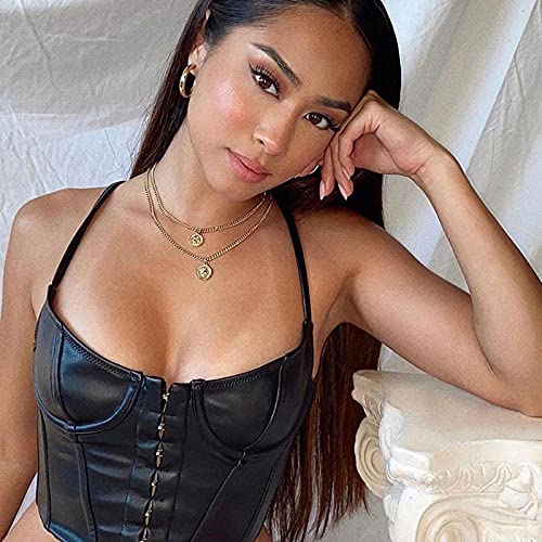 maozuzyy Camiseta De Manga Corta T-Shirt Moda Mujer Verano Sexy Corsé De Corte Bajo Bustier Sling Crop Top Slim Push Up Chaleco para Fiesta De Club De Vacaciones-Marrom_S